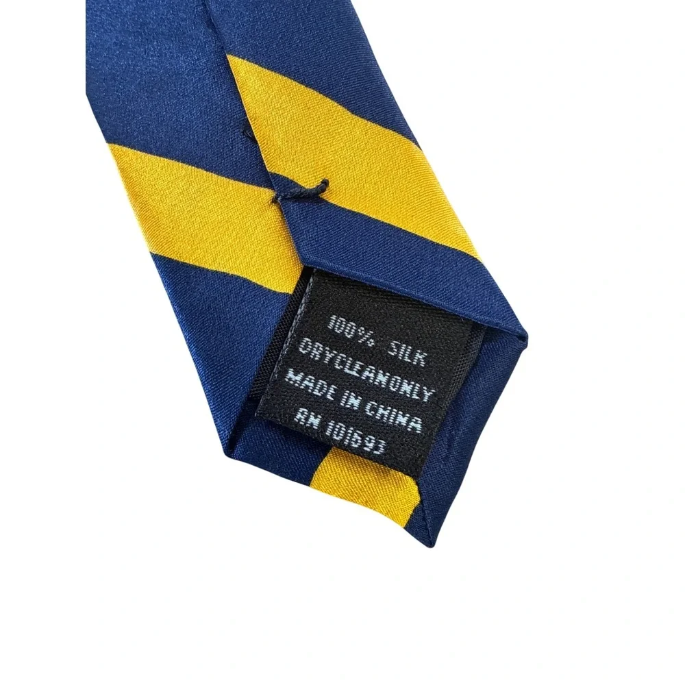 Eagle Neckwear‎ Mens Silk Tie Navy Blue Yellow Striped Repp Silk Necktie 59 Inch